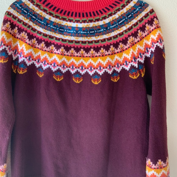 LIKE NEW! Talbots Fair Isle Burgundy Sweater Size Small - Picture 5 of 8